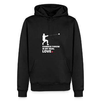 Ich Liebe Hammerwurf - Männer Premium Bio Hoodie - Schwarz - Vorne - Nico (187cm)