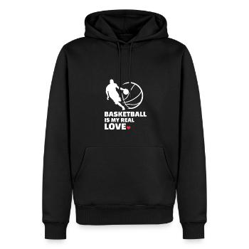 J’adore le basketball - Sweat à capuche Premium bio Homme - noir - Devant - Nico (187cm)