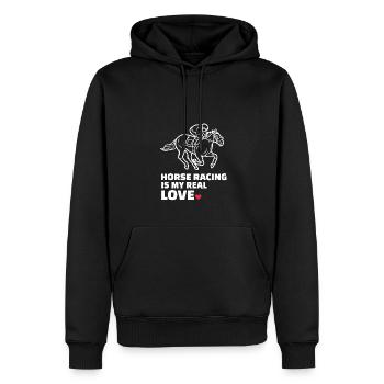 J’adore les courses de chevaux - Sweat à capuche Premium bio Homme - noir - Devant - Nico (187cm)