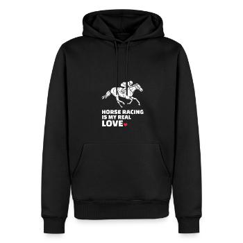 J’adore les courses de chevaux - Sweat à capuche Premium bio Homme - noir - Devant - Nico (187cm)