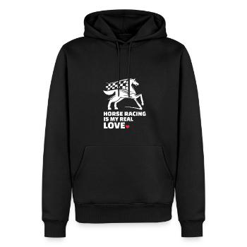 J’adore les courses de chevaux - Sweat à capuche Premium bio Homme - noir - Devant - Nico (187cm)