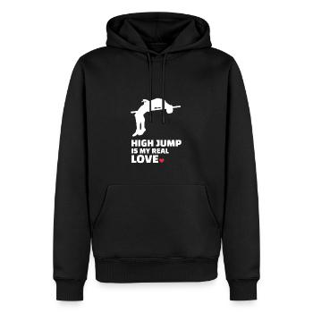 J’adore le saut en hauteur - Sweat à capuche Premium bio Homme - noir - Devant - Nico (187cm)