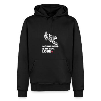 J’adore le motocross - Sweat à capuche Premium bio Homme - noir - Devant - Nico (187cm)