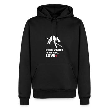 Ich Liebe Stabhochsprung - Männer Premium Bio Hoodie - Schwarz - Vorne - Nico (187cm)