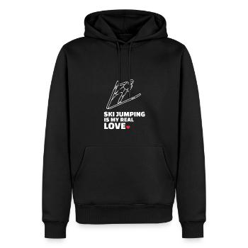 J’adore le saut à ski - Sweat à capuche Premium bio Homme - noir - Devant - Nico (187cm)