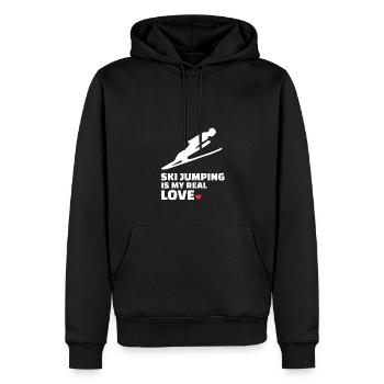 Ich Liebe Skisprung - Männer Premium Bio Hoodie - Schwarz - Vorne - Nico (187cm)