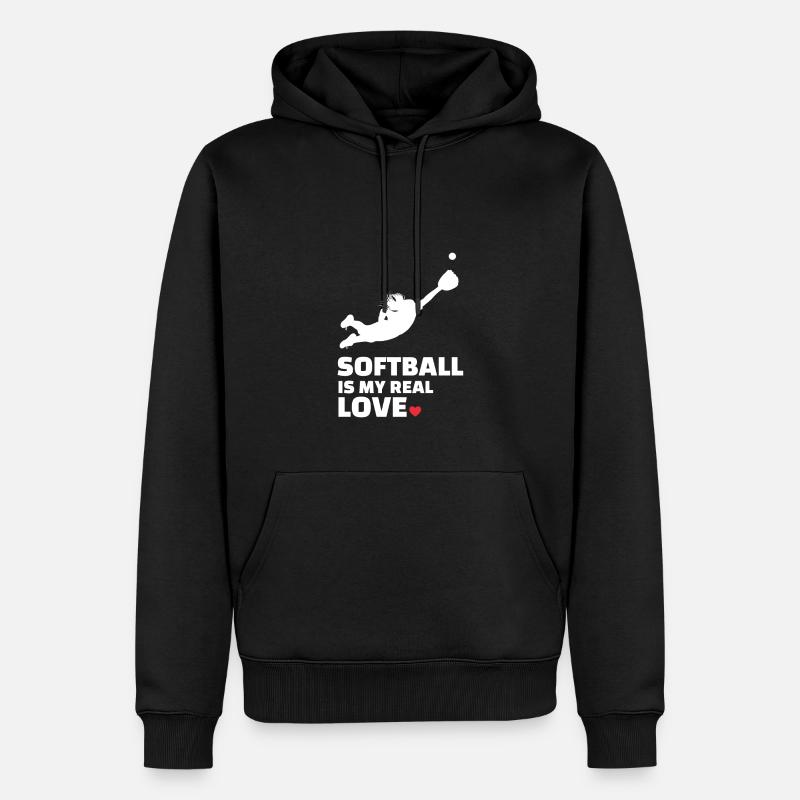 J’adore le softball - Sweat à capuche Premium bio Homme - noir