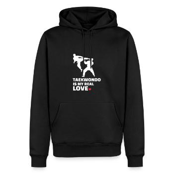 J’adore le Taekwondo - Sweat à capuche Premium bio Homme - noir - Devant - Nico (187cm)