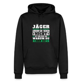 Hunters don't argue - Men’s Premium Organic Hoodie - black - Front - Nico (187cm)