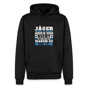Hunters don't argue - Men’s Premium Organic Hoodie - black - Front - Nico (187cm)