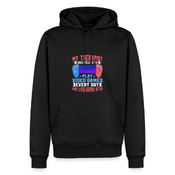 Mon thérapeute m’a dit une fois de jouer à des jeux vidéo - Sweat à capuche Premium bio Homme - noir - Devant - Nico (187cm)
