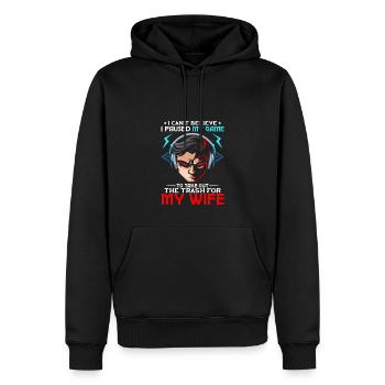 Je ne peux pas croire que j’ai mis en pause le jeu prendre des ordures pour ma femme - Sweat à capuche Premium bio Homme - noir - Devant - Nico (187cm)