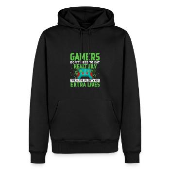Les joueurs n’ont pas besoin de manger sainement Nous avons des vies - Sweat à capuche Premium bio Homme - noir - Devant - Nico (187cm)