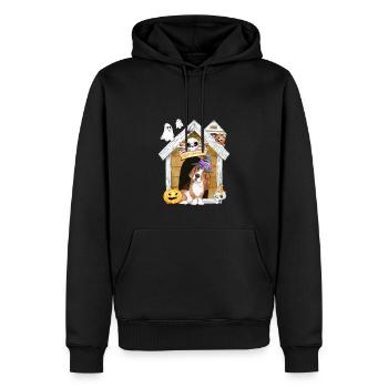 Halloween Basset Hound Chien Sorcière - Sweat à capuche Premium bio Homme - noir - Devant - Nico (187cm)
