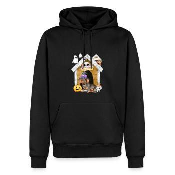 Halloween Teckel Chien Sorcière - Sweat à capuche Premium bio Homme - noir - Devant - Nico (187cm)