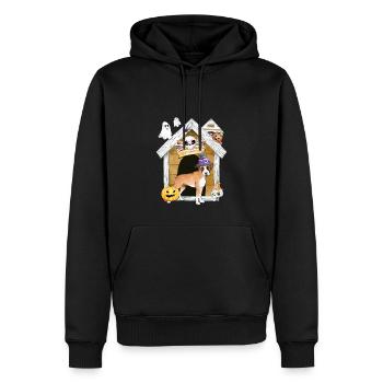 Halloween Boxer Chien Sorcière - Sweat à capuche Premium bio Homme - noir - Devant - Nico (187cm)