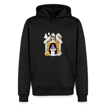 Halloween Chien Maltais Sorcière - Sweat à capuche Premium bio Homme - noir - Devant - Nico (187cm)