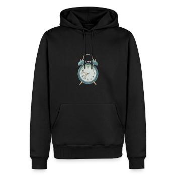 Wecker - Männer Premium Bio Hoodie - Schwarz - Vorne - Nico (187cm)