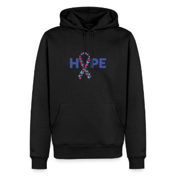 Thyroïde Cancer Hope et Butterfly Band - Sweat à capuche Premium bio Homme - noir - Devant - Nico (187cm)