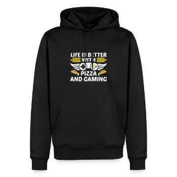 Life Is Better With Pizza And Gaming Video Game Pl - Männer Premium Bio Hoodie - Schwarz - Vorne - Nico (187cm)