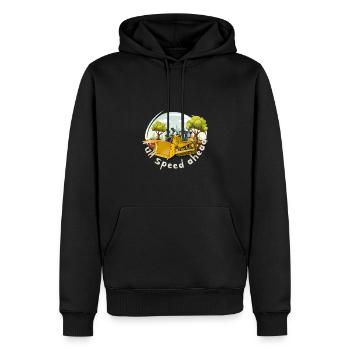 Bulldozer voll in fahrt - Männer Premium Bio Hoodie - Schwarz - Vorne - Nico (187cm)