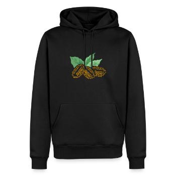 Coffee bean and coffee plant word cloud - Men’s Premium Organic Hoodie - black - Front - Nico (187cm)