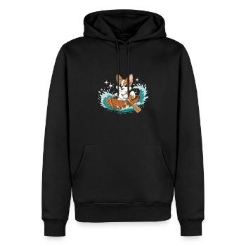 A Corgi Boating Paddle Boat - Men’s Premium Organic Hoodie - black - Front - Nico (187cm)