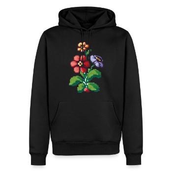 Fleurs Pixel Art - Sweat à capuche Premium bio Homme - noir - Devant - Nico (187cm)
