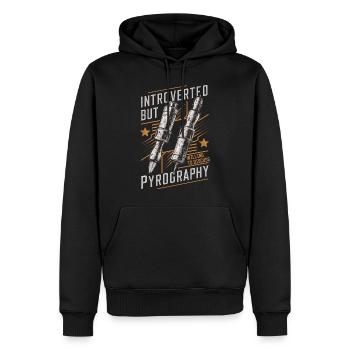 Introverti mais prêt à discuter de pyrogravure - Sweat à capuche Premium bio Homme - noir - Devant - Nico (187cm)