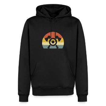 Rétro coucher de soleil hache lancer cible hachette lanceur - Sweat à capuche Premium bio Homme - noir - Devant - Nico (187cm)