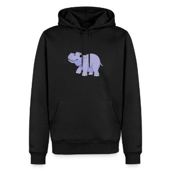 Hippopotame pygmée mignon - MiniHippo - Sweat à capuche Premium bio Homme - noir - Devant - Nico (187cm)