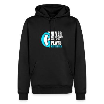 Unterschätzen Sie niemals ein Mädchen, das Wasserball spielt pl - Männer Premium Bio Hoodie - Schwarz - Vorne - Nico (187cm)