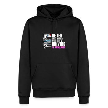 Ne sous-estimez jamais une fille qui conduit un ambul - Sweat à capuche Premium bio Homme - noir - Devant - Nico (187cm)