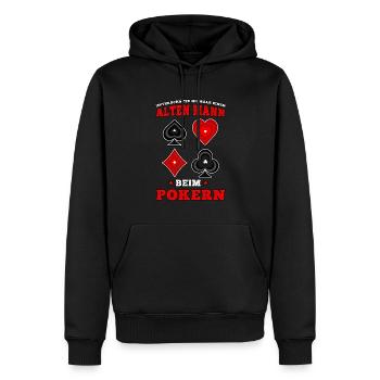 Poker Alter Mann beim pokern Casino Pokerspieler - Männer Premium Bio Hoodie - Schwarz - Vorne - Nico (187cm)
