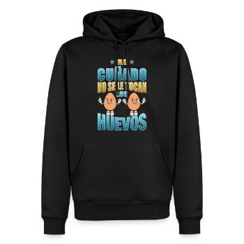 Der Schwager rührt seine Eier nicht an - Männer Premium Bio Hoodie - Schwarz - Vorne - Nico (187cm)