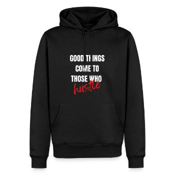 Gute Dinge kommen zu denen, die sich beeilen - Männer Premium Bio Hoodie - Schwarz - Vorne - Nico (187cm)