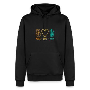 Peace Love Boba Graphic Tea Lover Tea Drinker Bubb - Männer Premium Bio Hoodie - Schwarz - Vorne - Nico (187cm)