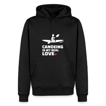 J’adore le canoë Pour tout le kayak et le canoë - Sweat à capuche Premium bio Homme - noir - Devant - Nico (187cm)
