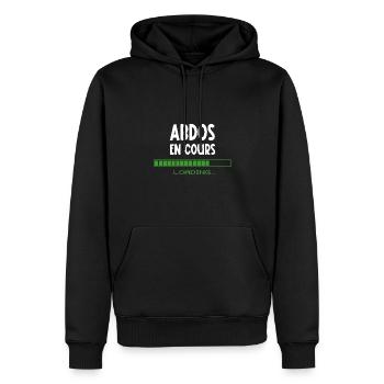 abdos en cours - Sweat à capuche Premium bio Homme - noir - Devant - Nico (187cm)