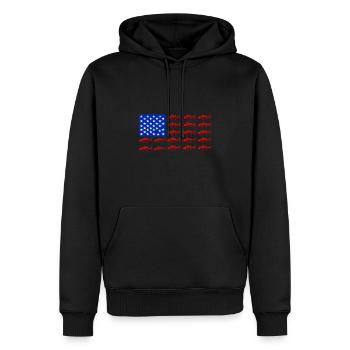 Drapeau américain Pêche au poisson USA Patriot Fisherman A - Sweat à capuche Premium bio Homme - noir - Devant - Nico (187cm)