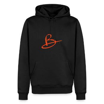 Beta - Männer Premium Bio Hoodie - Schwarz - Vorne - Nico (187cm)