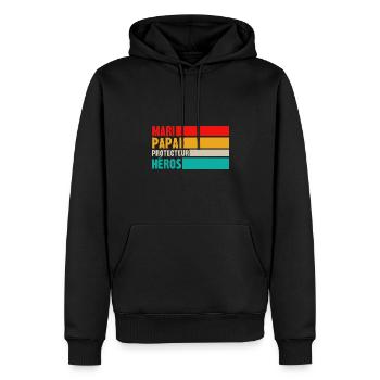 mari papa protecteur héros - Sweat à capuche Premium bio Homme - noir - Devant - Nico (187cm)