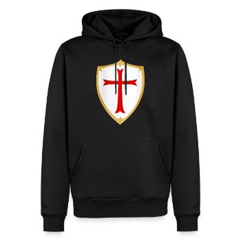 Kreuzritter Schild - Männer Premium Bio Hoodie - Schwarz - Vorne - Nico (187cm)