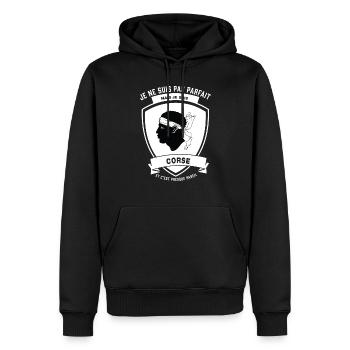 Corse Parfait - Sweat à capuche Premium bio Homme - noir - Devant - Nico (187cm)