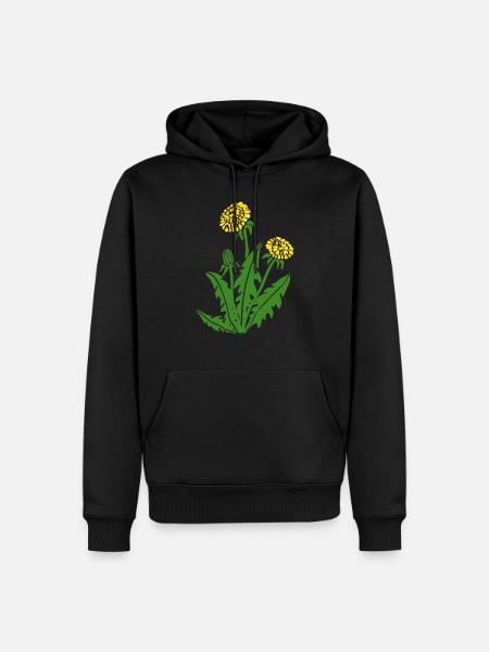 dandelion hawkbit blowball clock flower - Men’s Premium Organic Hoodie - black