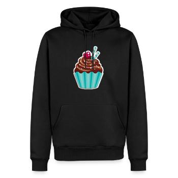 Cupcake - Muffin - Donut - Eis - Schokolade - DD - Männer Premium Bio Hoodie - Schwarz - Vorne - Nico (187cm)