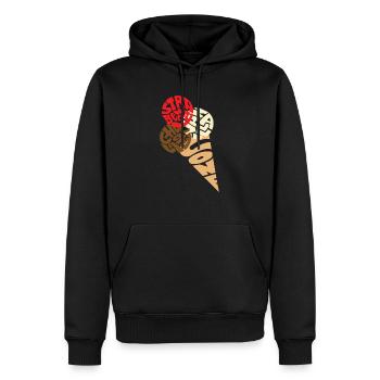 Crème glacée, crème glacée, glace - Sweat à capuche Premium bio Homme - noir - Devant - Nico (187cm)