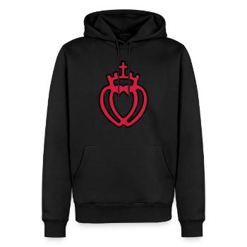 heart cross crown love couple fidelity symbol - Men’s Premium Organic Hoodie - black - Front - Nico (187cm)