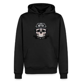 Moto, Tête de mort , Biker, Cadeau - Sweat à capuche Premium bio Homme - noir - Devant - Nico (187cm)