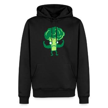 brocoli bodybuilder muscles forts vitamines saines - Sweat à capuche Premium bio Homme - noir - Devant - Nico (187cm)